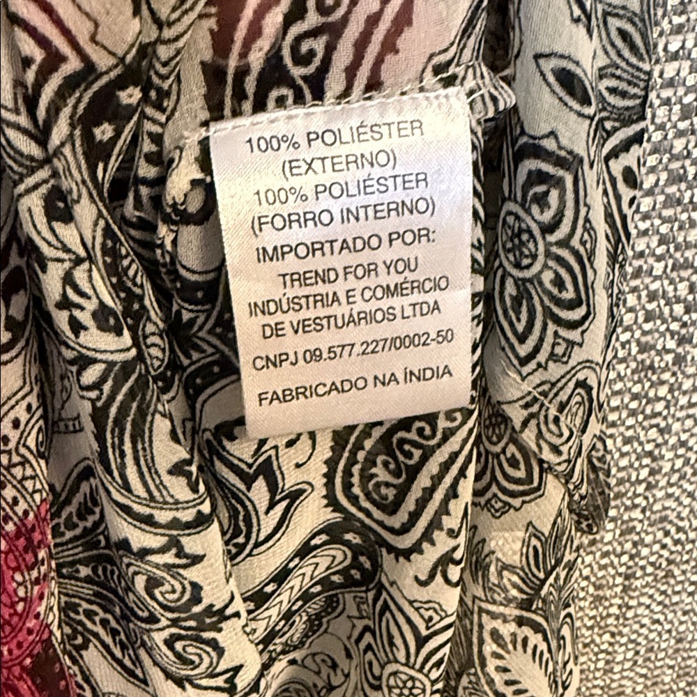 Maxi Length Semi Sheer Embroidered Black & Pink Paisley Tunic Swim Coverup - Picture 11 of 15